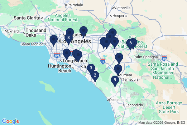 Map showing facility locations